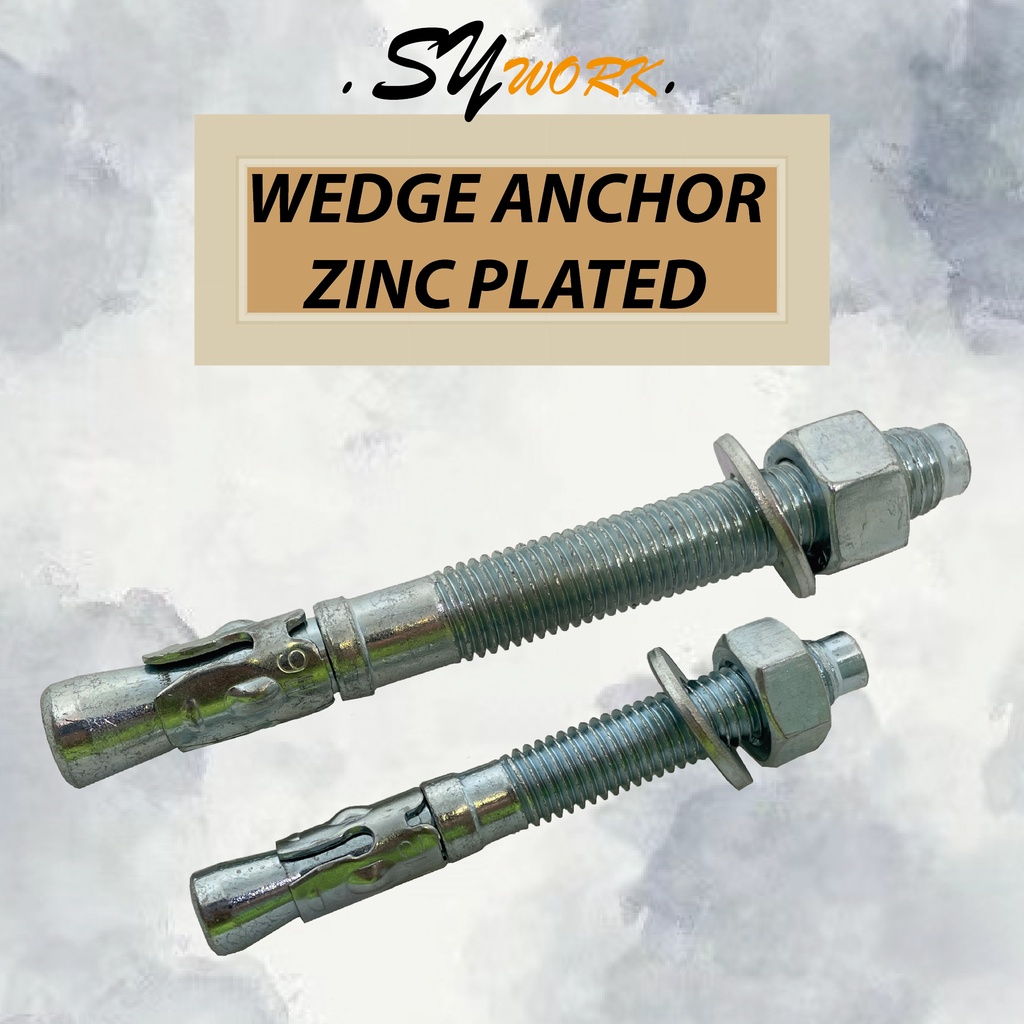 M10, M12, M16, M20 304, Zinc Plated Wedge Anchor/ Wall Plug Shopee