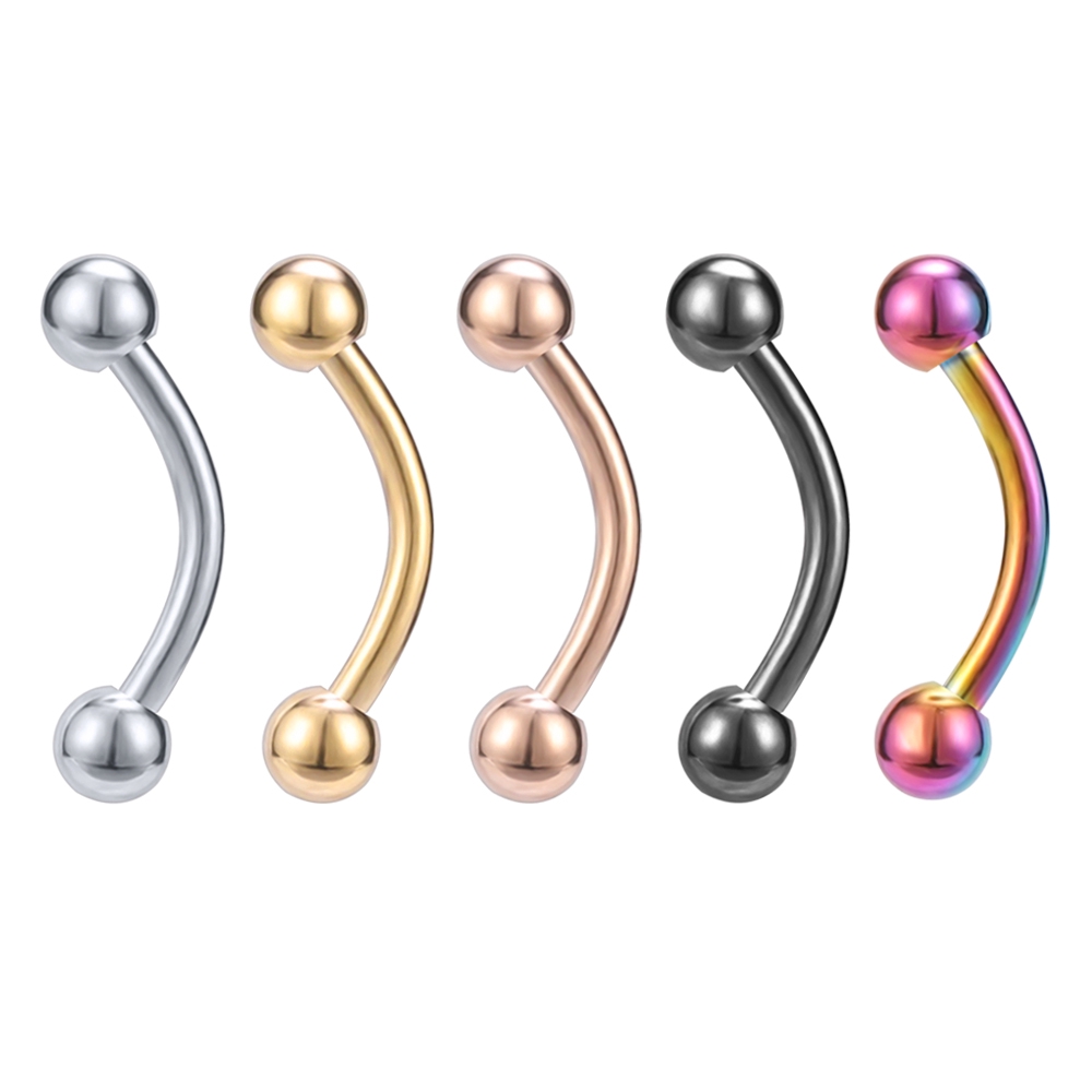 20PCS Stainless Steel Ball Barbell Curved Eyebrow Rings Bars Tragus Piercing El