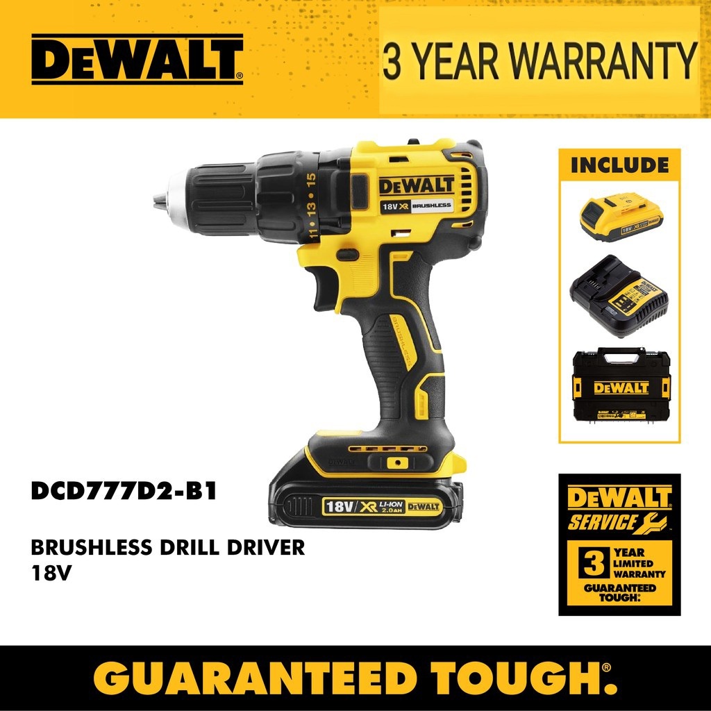 DEWALT DCD777D2-B1 ( 20V ) Brushless Drill Driver | Shopee Malaysia