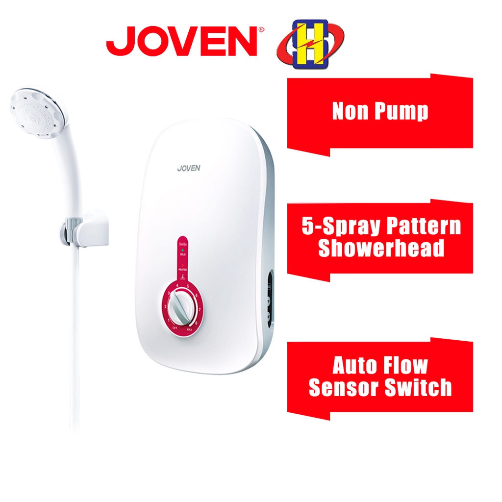 Joven Water Heater (Non-Pump) SA Series 5-Spray Pattern Showerhead Instant Water Heater SA8e