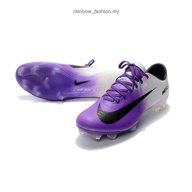 purple and white soccer cleats