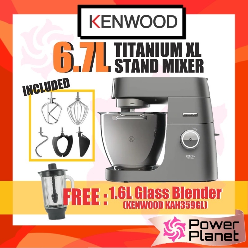[FREE Blender Jug] Kenwood 6.7L Stand Cake Mixer Chef XL KVL8300S Kitchen Machine Silver