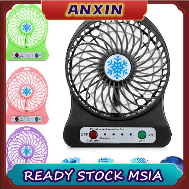 ✨ READY STOCK🔥OFFER Portable Mini Fan FAN  3 Speeds Kipas + Battery AIR COOLER RECHARGABLE