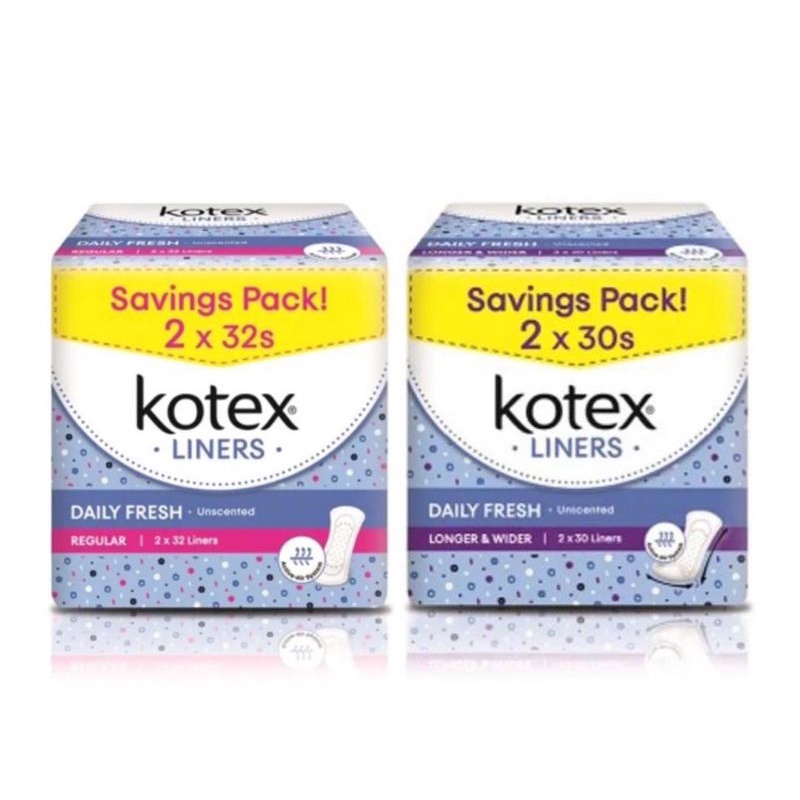KOTEX Panty Liners Daily Fresh Regular 32s x 2 / Longer & Wider