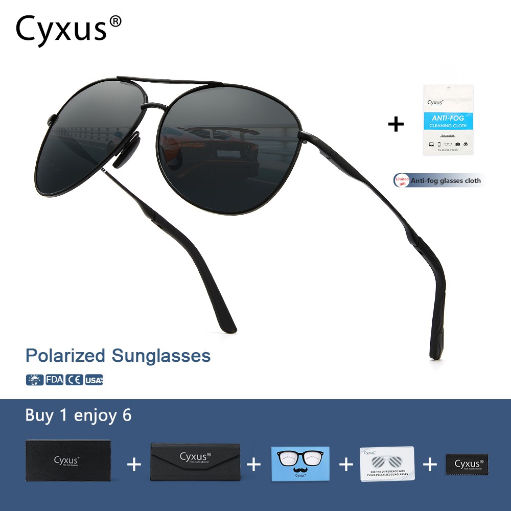 Cyxus Aviator Polarized Sunglasses for Men Women UV400 Protection Anti Glare Mirrored Glasses Driving Camping Sports Spe