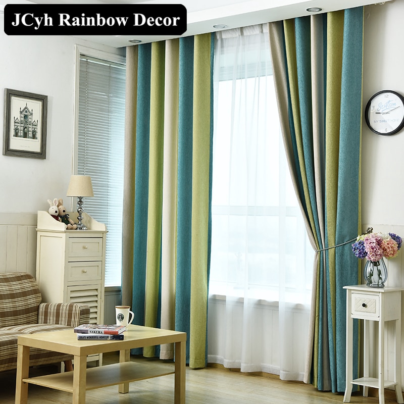 Modern Blackout Curtains Striped Printed Window Curtains For Bedroom Living Room