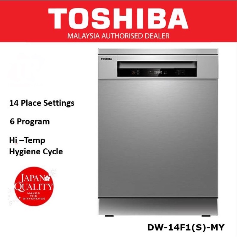 Toshiba Dishwasher (14 Place Settings) 6 Program Freestanding Dishwasher DW-14F1(S)-MY