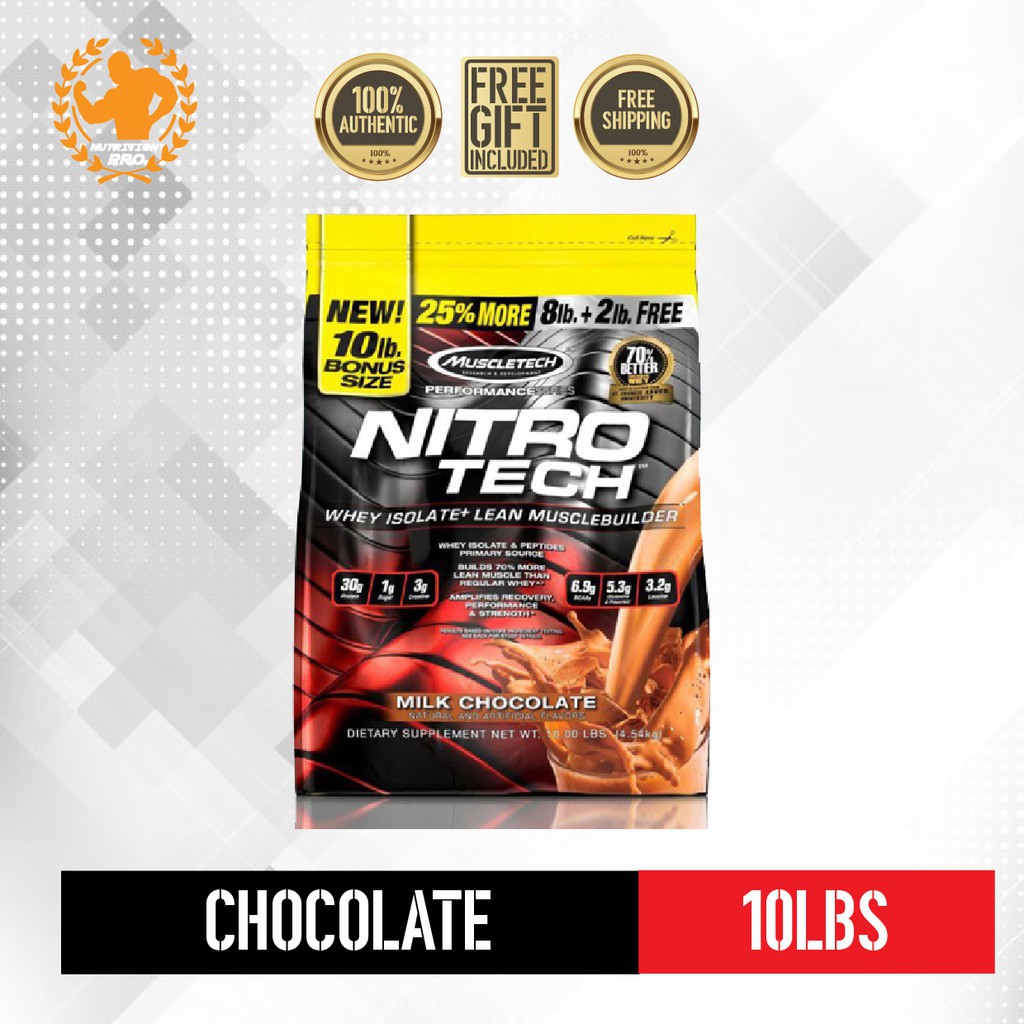 MUSCLETECH NITRO-TECH PERFORMANCE SERIES 10LBS, WHEY PROPTEIN, BUILD MUSCLE,  SOLID MUSCLE, MUSCLE GROWTH | Shopee Malaysia
