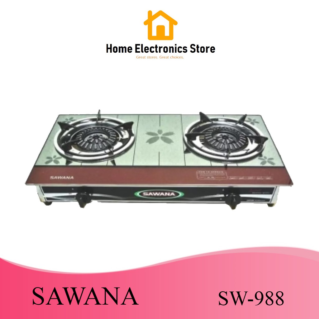 Sawana Double Burner Glass Gas Stove Cooker Sw 988 Shopee Malaysia
