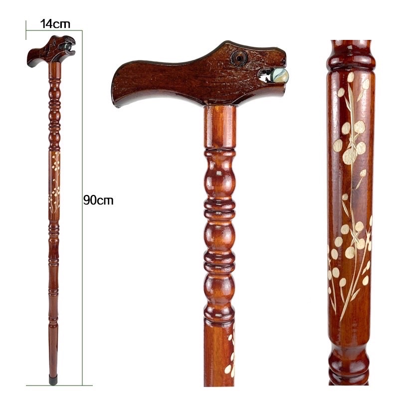 🔥 READY STOCK 🔥 Tongkat Kayu Wooden walking Stick for Elderly Oldies Crutch Walking Cane Tongkat Orange Tua