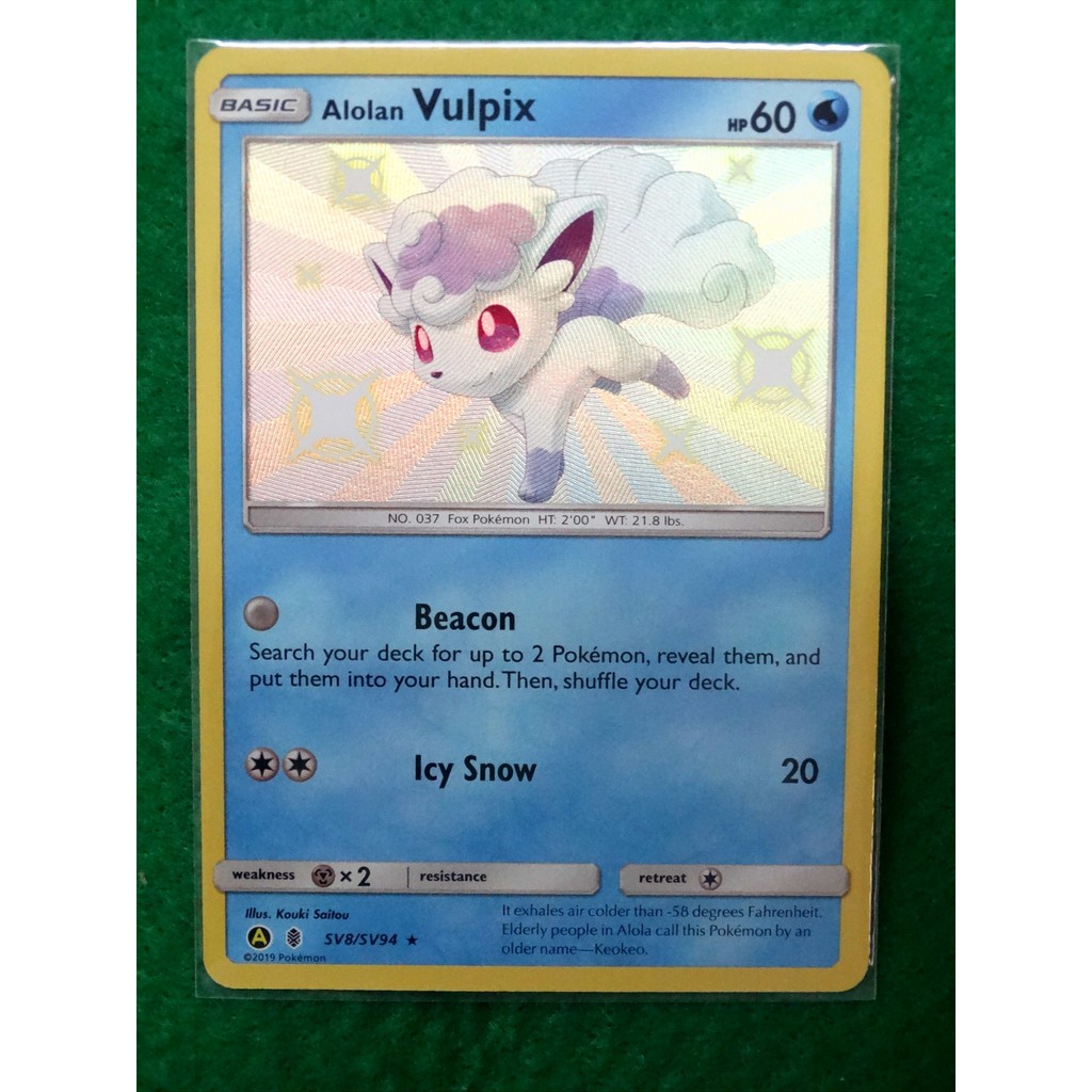 PSA 9 Shiny Alolan Vulpix SV8/SV94 "Hidden Fates" Pokemon Card