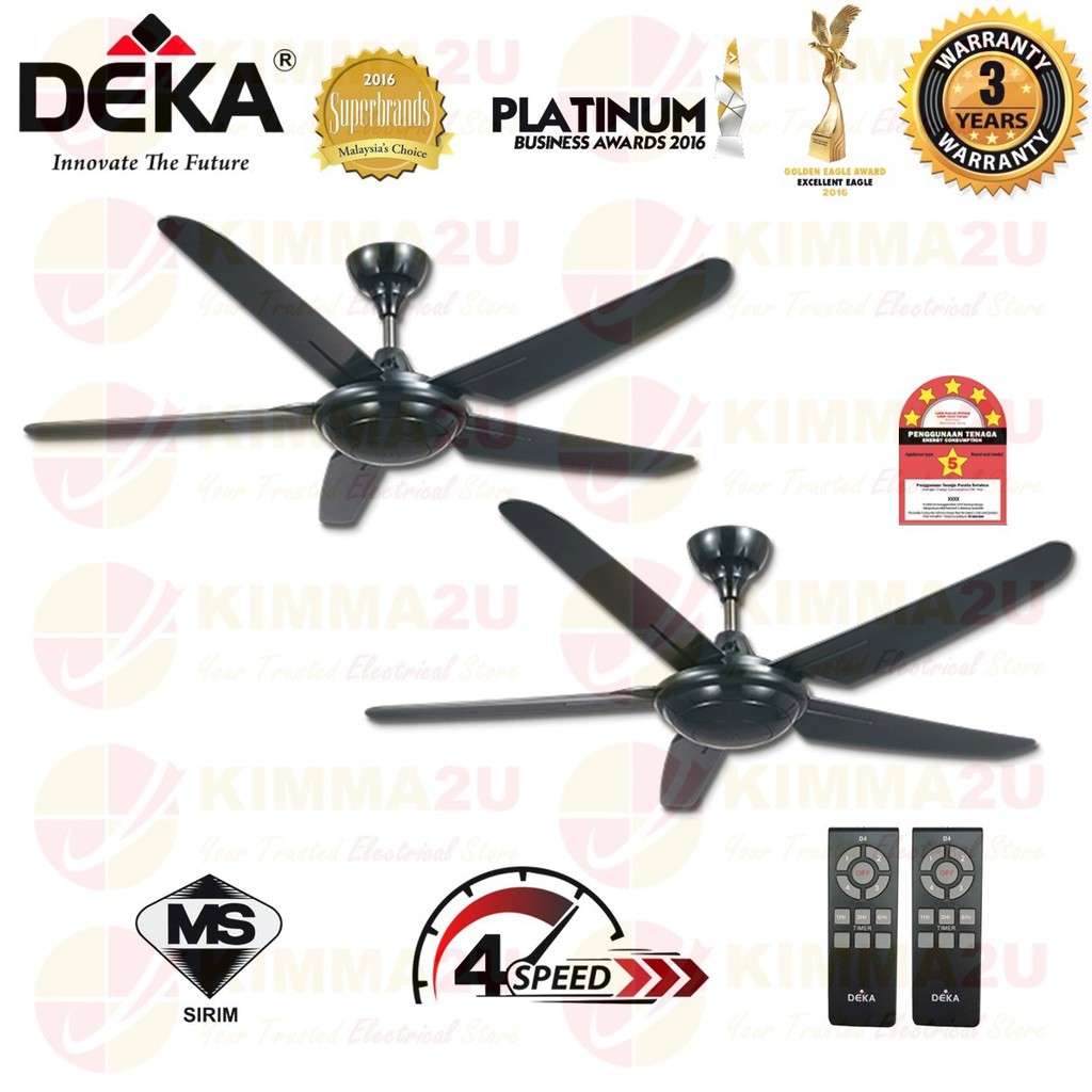 Twin Pack 2019 New Deka F6 56 5 Blade 4 Speed Ceiling Fan W