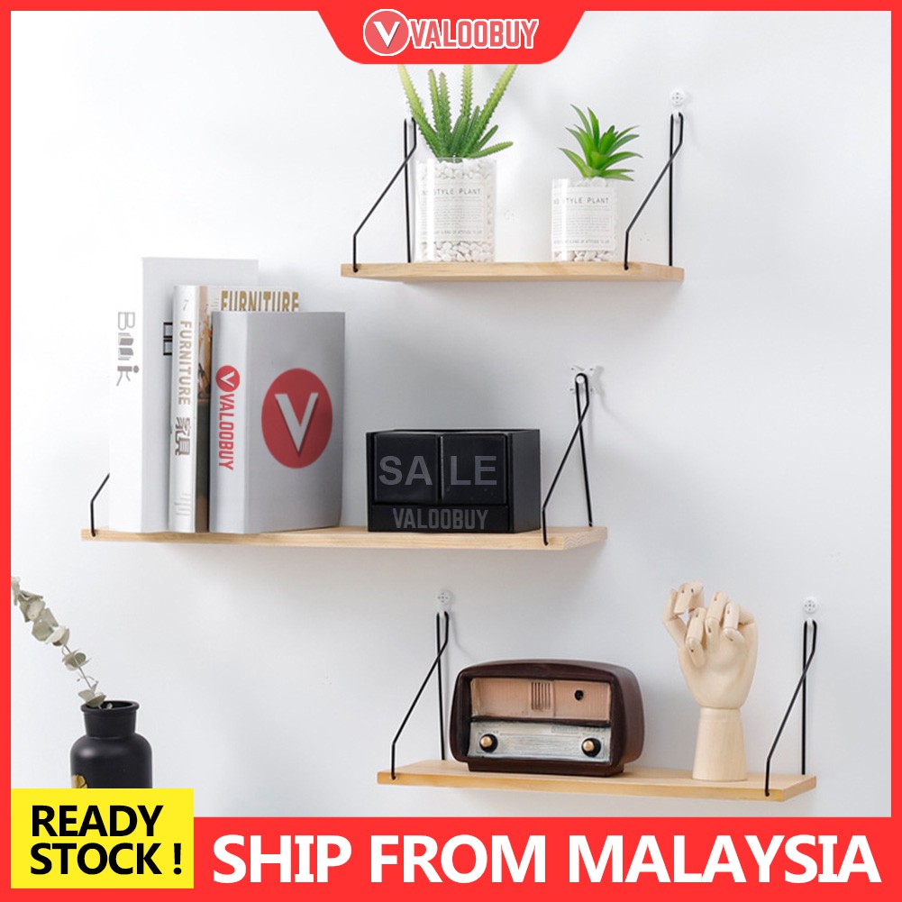 Shelves Wall Rack Floating Rak Dinding Kayu Decoration Home Deco