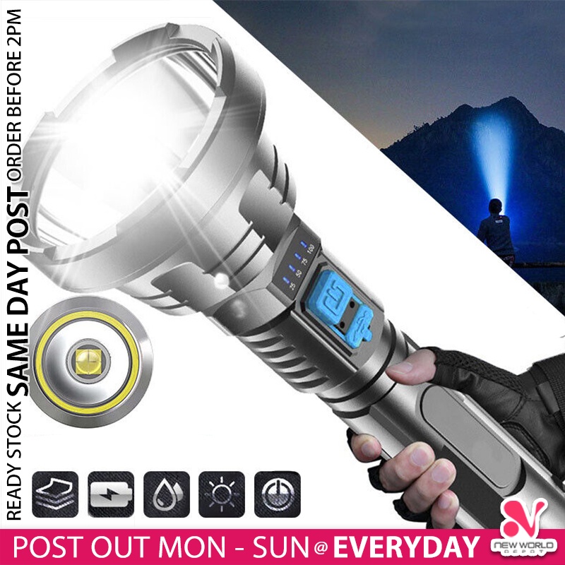 《 》Waterproof 3 Mode LED Torch Light Rechargeable Flashlight Handheld Camping Outdoor Torchlight Lampu Suluh 电筒