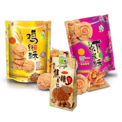 小娘惹椰丝饼 鸡丝酥 参巴虾米酥 Nyonya Coconut Biscuits Flossy Chicken Crisps Sambal Shrimp Crisps 50gm+-/140g/140g (8pcs)