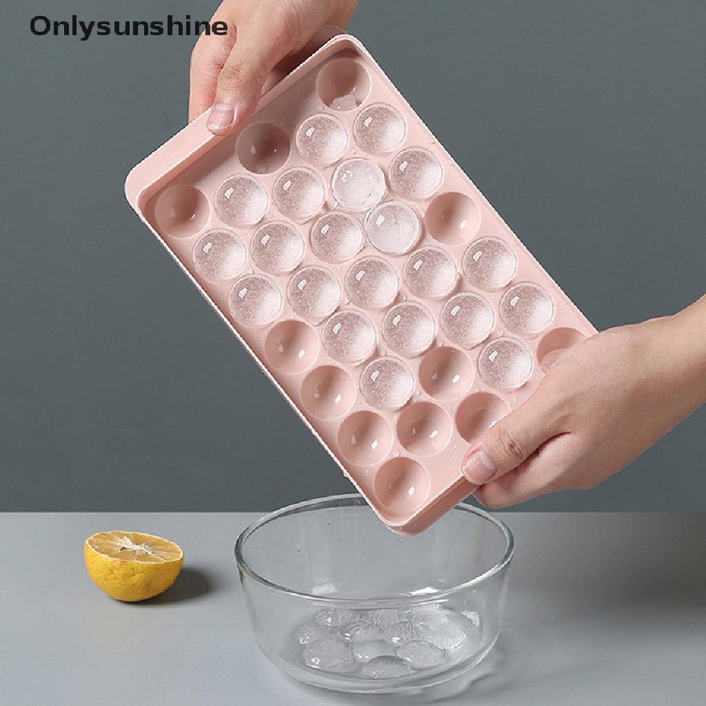 <Onlysunshine> Ice Cube Tray Round Cubes Plastic Ice Cube Maker Mold with Lids Hot Sale