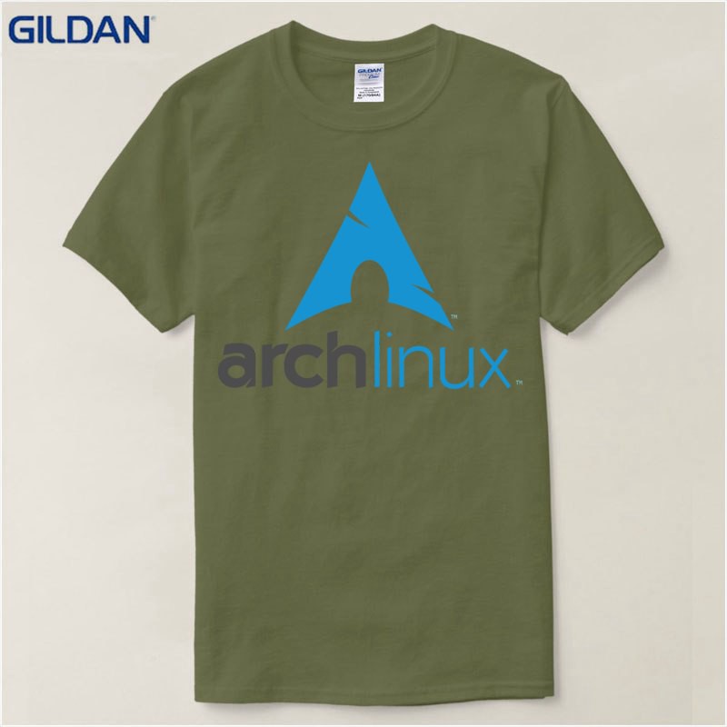 Diy Fashion Cotton T Shirt Short Funny Crew Neck Men Arch Linux Logo T Shirt Army Green - 
