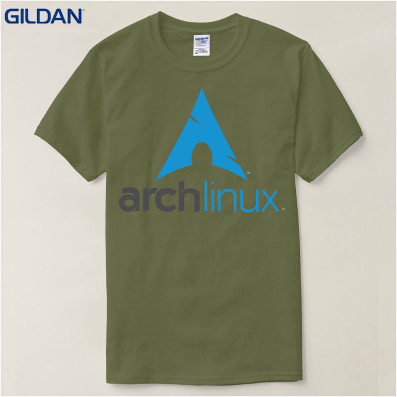 Diy Fashion Cotton T Shirt Short Funny Crew Neck Men Arch Linux Logo T Shirt Army Green - 