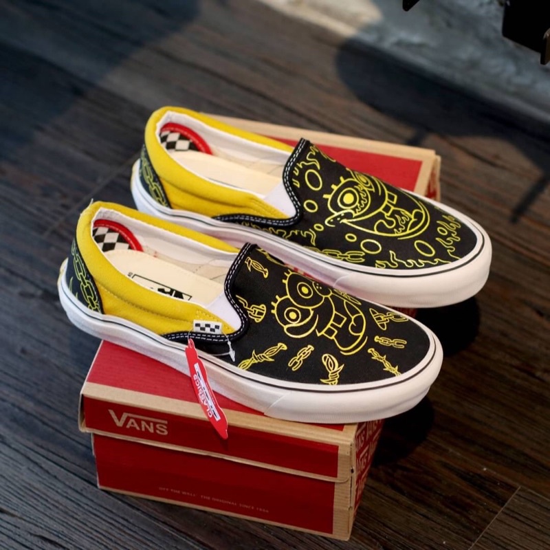 vans slip on spongebob yellow