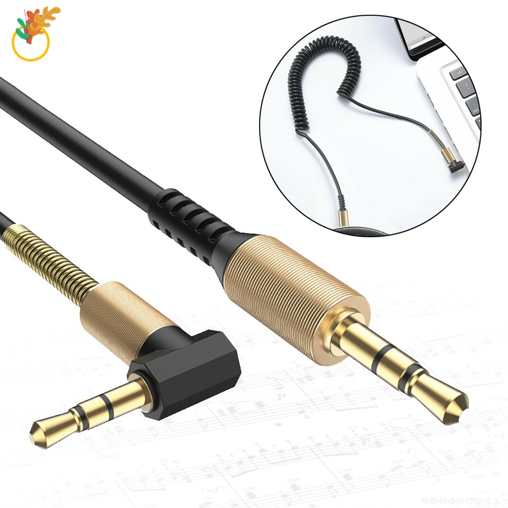 1pc Durable 3.5mm Male to Male Audio Car Aux Extension Retractable Spring Cable