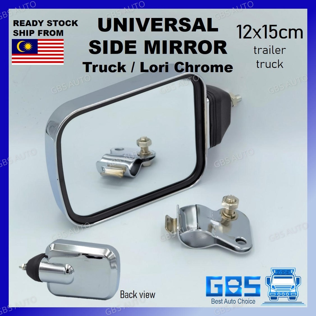 GBS Truck/Lori Chrome Side Mirror Universal 12x15cm Universal Modify Hino Hicom Isuzu Nissan Lori Aksesori