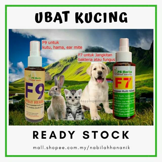 UBAT KUCING DAN PETS SPRAY F7 (FUNGUS/SPORO) DAN SPRAY F9 (KUTU/HAMA