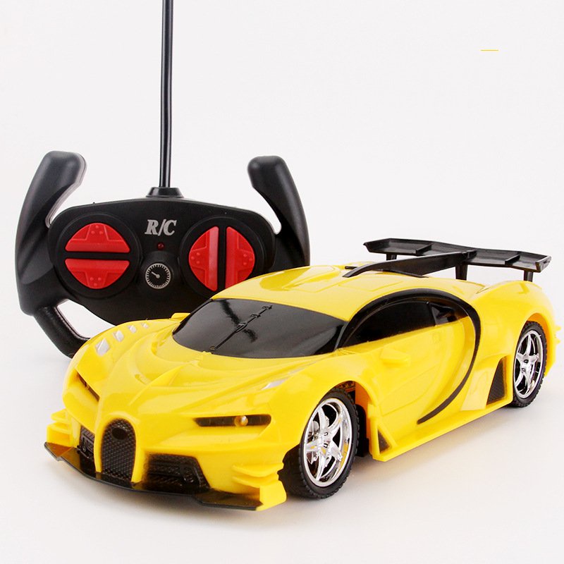 RC Remote Control Car 118 Bugatti Yellow with Led Lights Charging Off