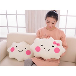35cm 28cm Kawaii Soft Smiley Face Bow Cloud Pillow Cotton Stuffed