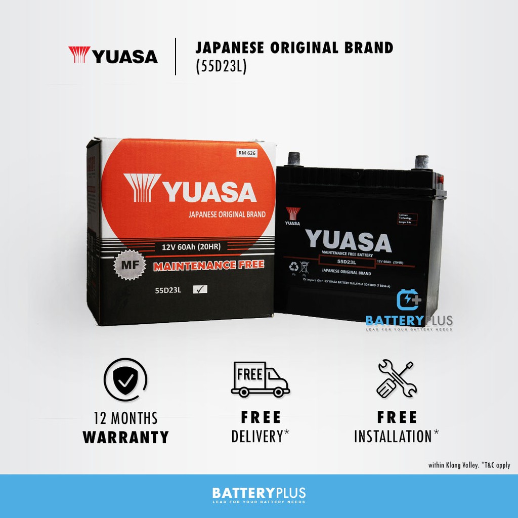 55D23L Yuasa MF Car Battery | Shopee Malaysia