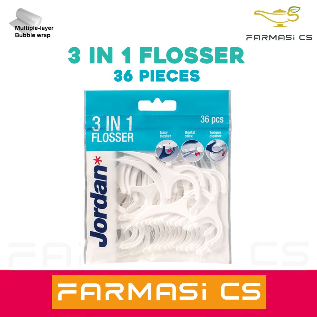 Jordan Adult 3 in Flosser 36 pieces [ Floss / Dental Pick / Cleaner / Remove food plaque & bacteria ]