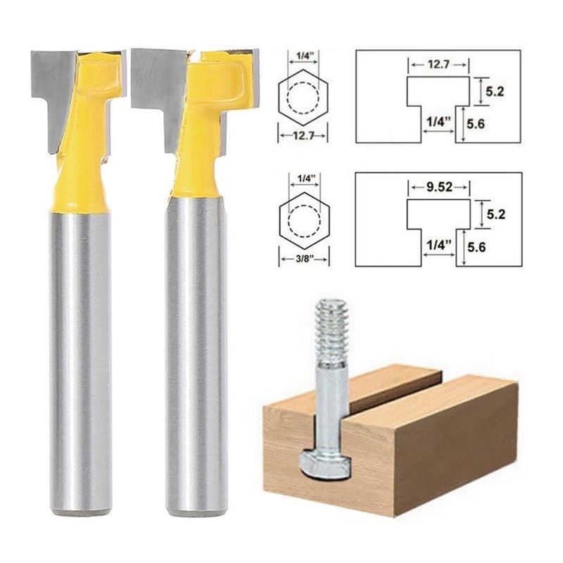 2Pcs 1/4 Inch Shank TSlot Keyhole Cutter Wood Router Bit Carbide