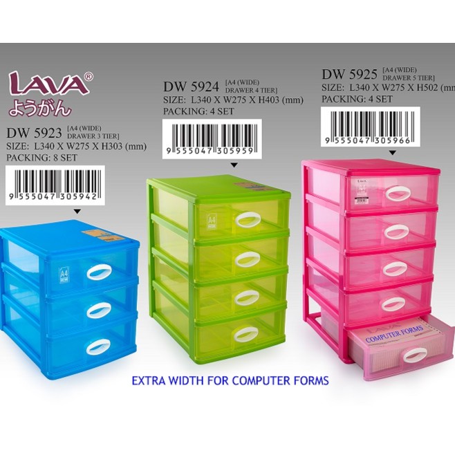 Lava A4 Drawer Plastic Drawer 5 Tier Cabinet Storage Box Drawer