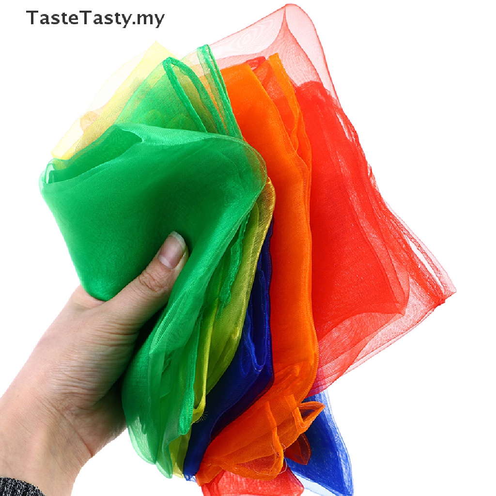 TasteTasty 6pcsColored Sensory scarves rainbow Gauze baby juggling dance gymnastics ballet