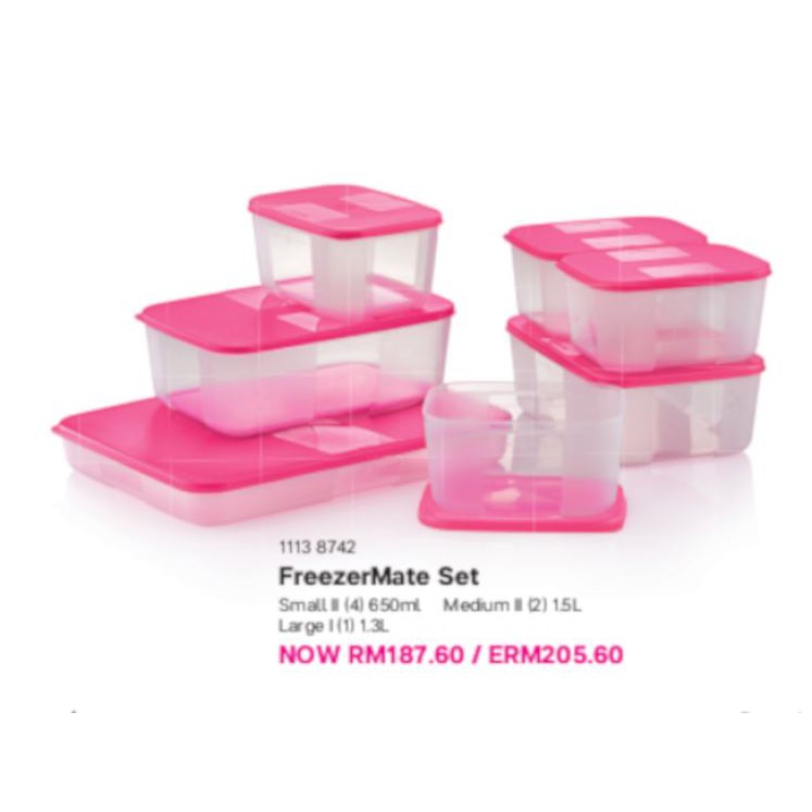 Tupperware FreezerMate Set (7pcs) Pink