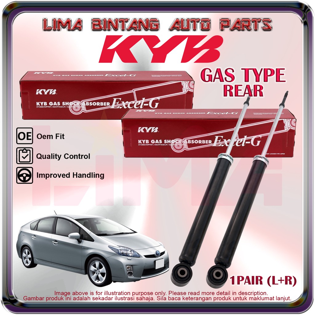 1pair Toyota Prius Zvw30 Rear Shock Absorber Gas Kayaba Kyb 2010 2015