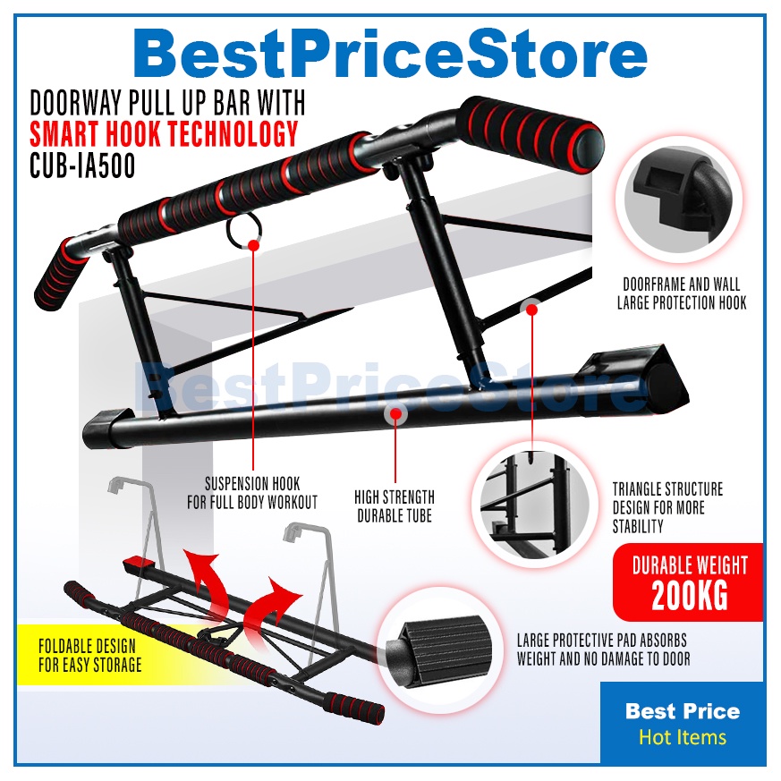 BPS 2nd Generation Iron Age Chin Pull Up Bar Doorway Upper Body Arm Workout Ultimate Door way Gym Chin Up Dip CUB-IA500