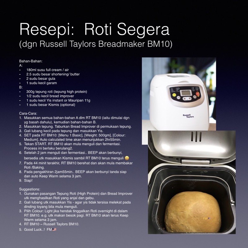 Resepi bread maker