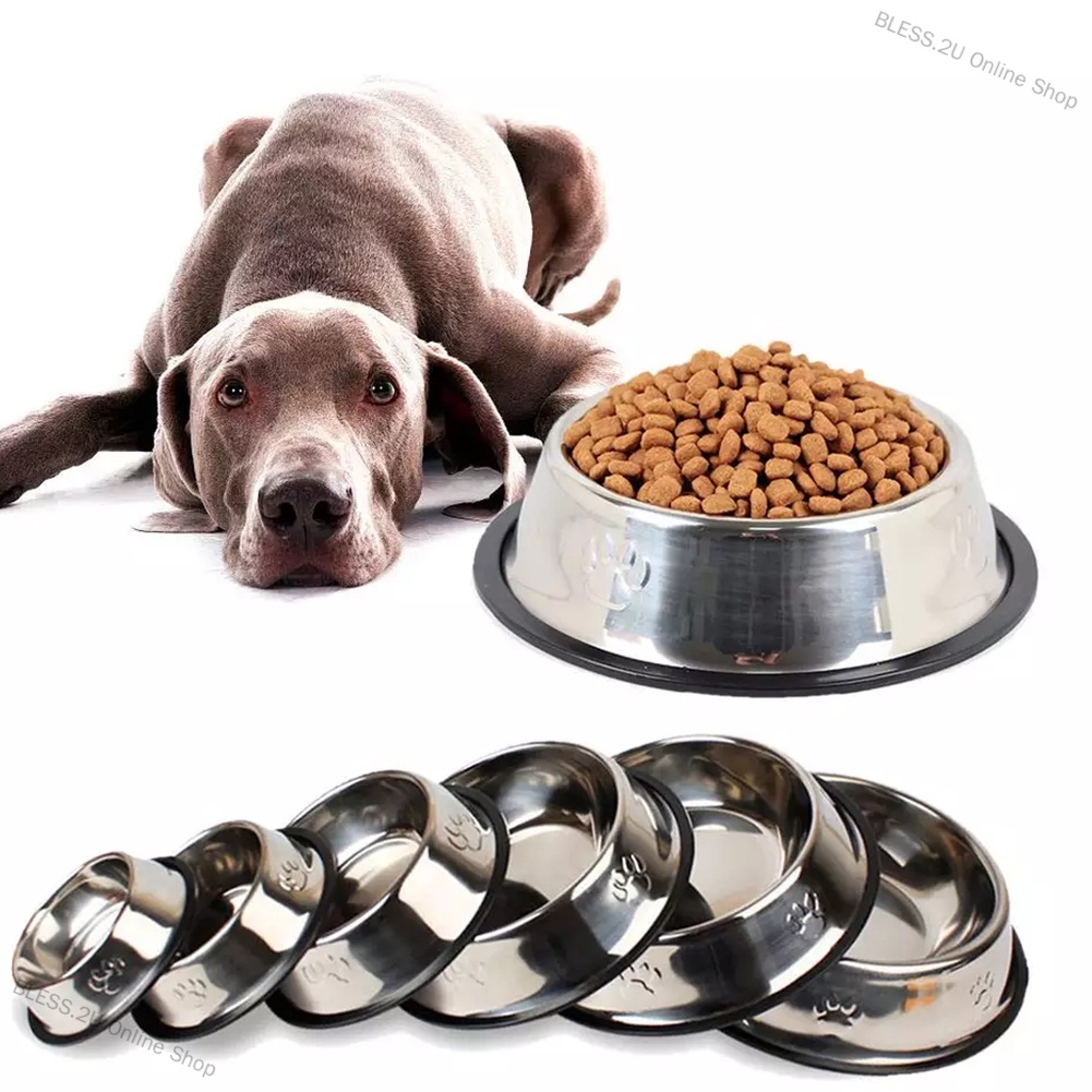 BLESS.2U Online Shop Stainless Steel Travel Feeding Feeder Non Slip Pet Water Bowl for Dog Cat