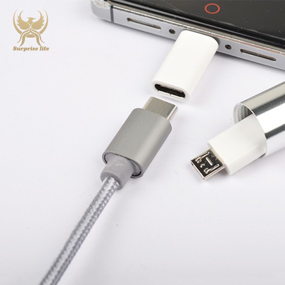 Cables Micro USB Female to USB 3.1 Type-c Male Data Adapter Mini Data Cable Connector Device for Oneplus Two 2 Sep13 Cable Length: as Shown, Color: Silver