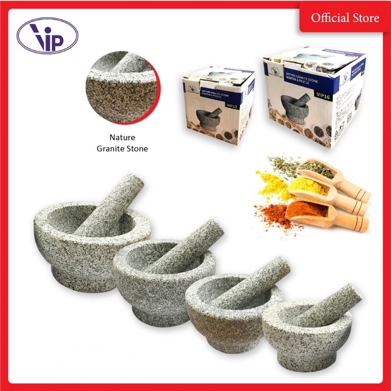 RAYACO Stone Mortar & Pestle VIP Nature Granite Stone / Lesung Batu ...