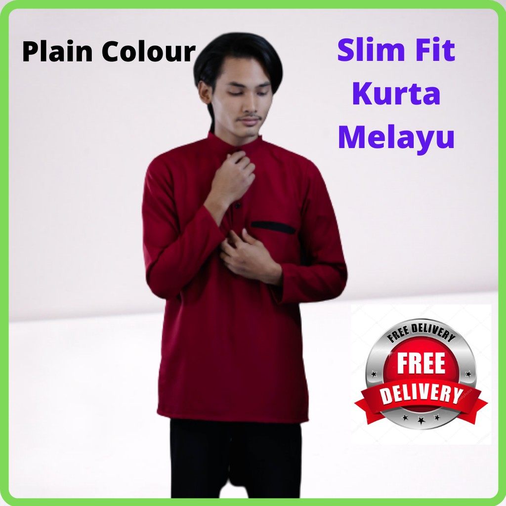 Buy 💞READY STOCK💞-Kurta Lelaki Melayu Slim Fit- 16 colours(S,M,L 