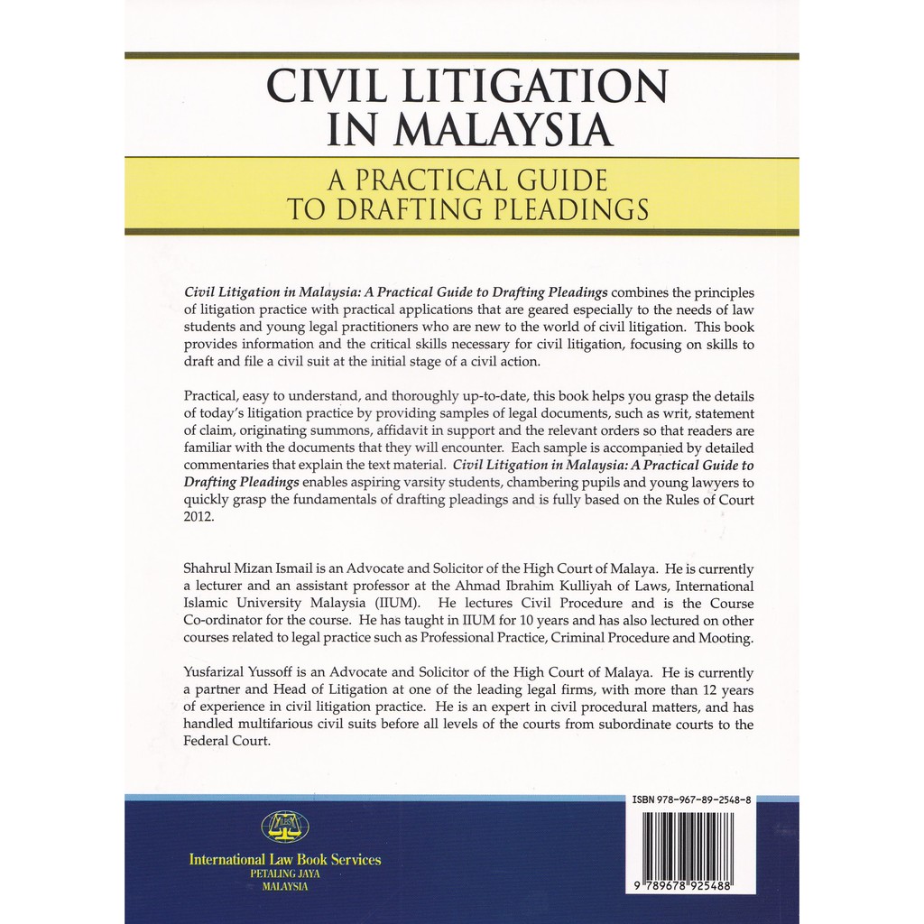 Buy Civil Litigation in Malaysia: A Practical Guide to Drafting 