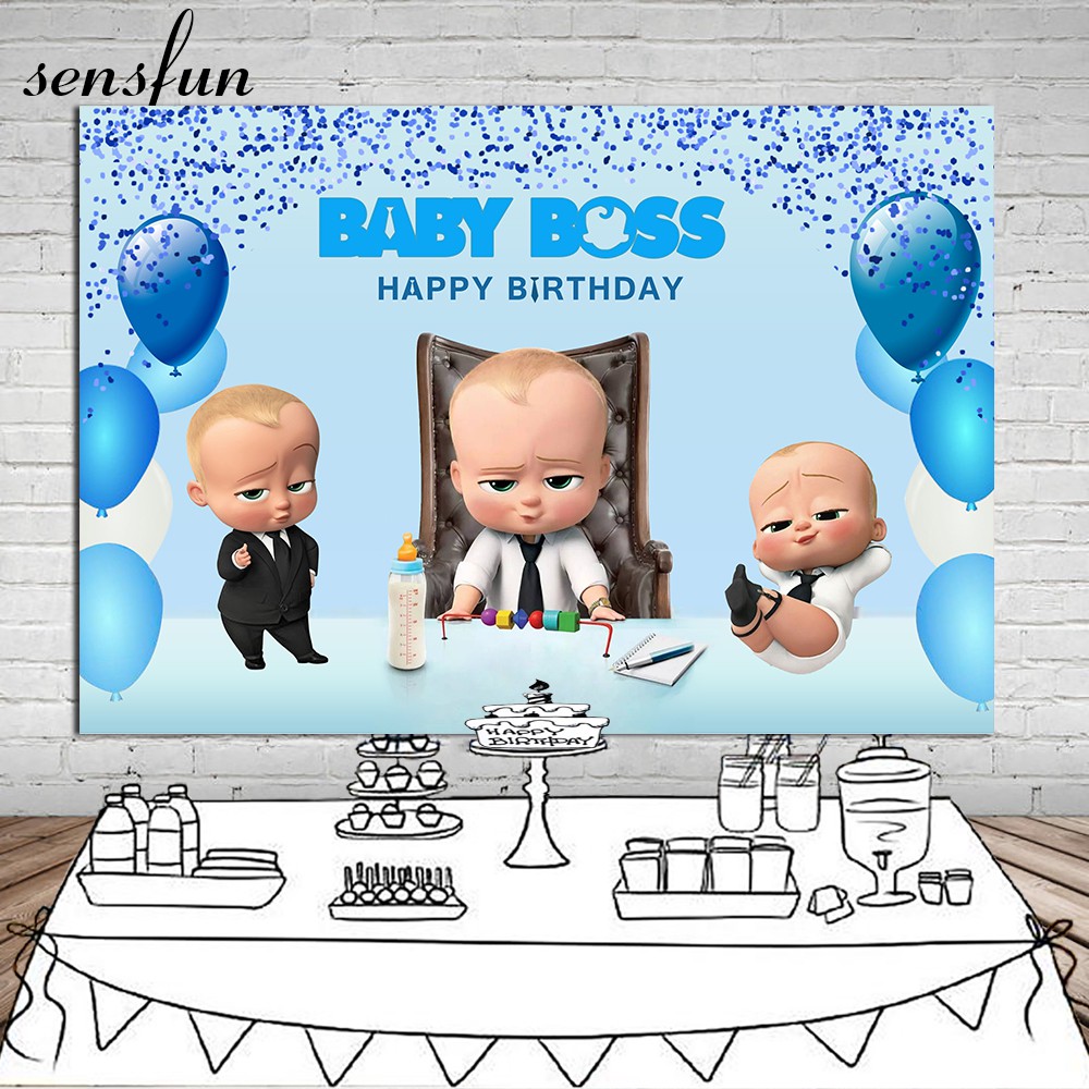 Boss Baby Shower Backdrop Vinyl Blue Balloons Backgrounds For Custom Name Date Shopee Malaysia