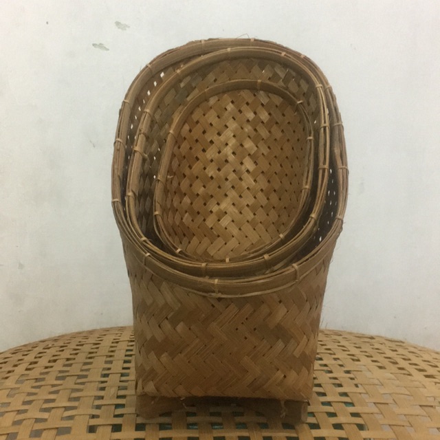 LMS 1 set of Bamboo Standing Cat Por Basket
