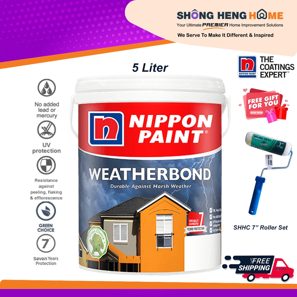 FREE SHIPPING CAT 5L Nippon Paint Weatherbond (WB) Brilliant White 1001