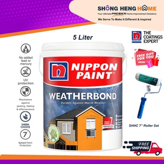 5L - Nippon Paint Weatherbond (WB) Exterior Wall - [Whispering White NP ...