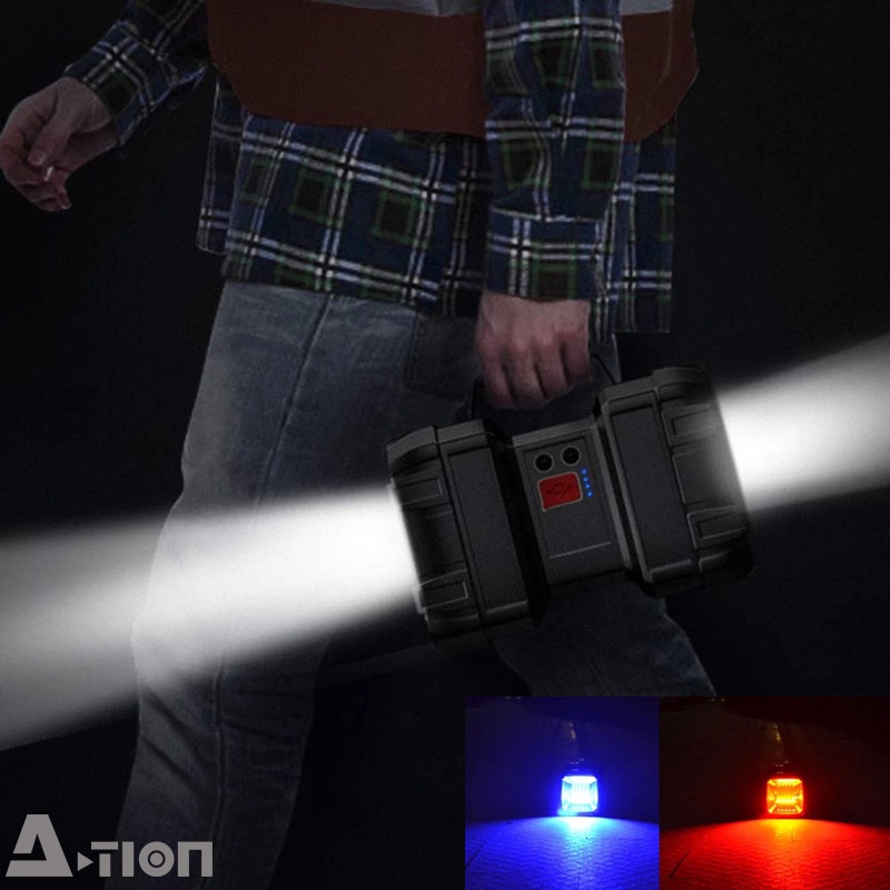 Reliable Versatile Super Bright 100000LM Double Head Handheld LED Spotlight Flashlight Searchlight Waterproof Recharg...