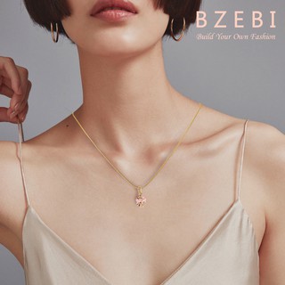 BZEBI Gold Plated Pink Heart Barbie Necklace Crystal Birthstone Pendant Cubic Zirconia 398n #2