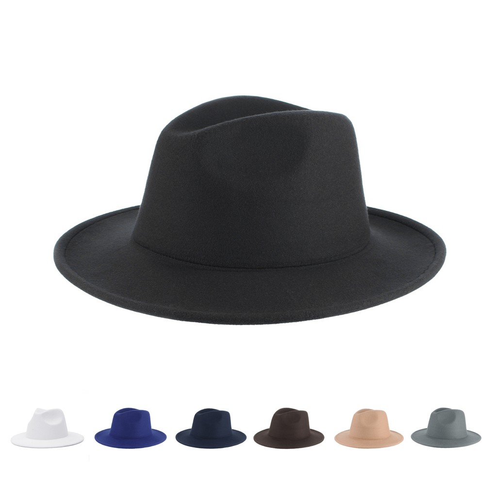 7 Colors Casual Outdoor Wide Brim Woolen Fedora Hat for Women Men Classical Jazz Hat Trilby Hat (Ready Stocks)