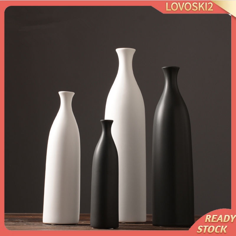 Vase Home Floor Large Living Room Modern Minimalist Decorative Crafts Ceramic Ornaments Study White 37X11cm HAODAMAI 